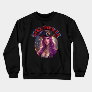 Girl,power, violet eyed pirate lady captain Crewneck Sweatshirt